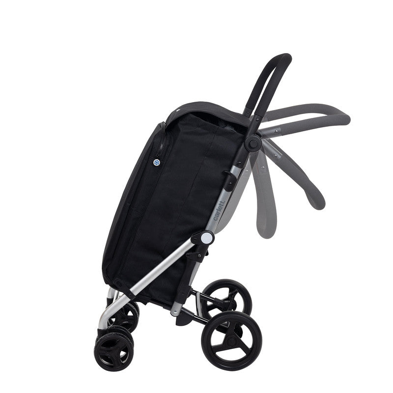Einkaufstrolley klappbar mit Kühltasche 58 L – Einkaufswagen bis 25 kg belastbar | Faltbarer Shopping Trolley schwarz