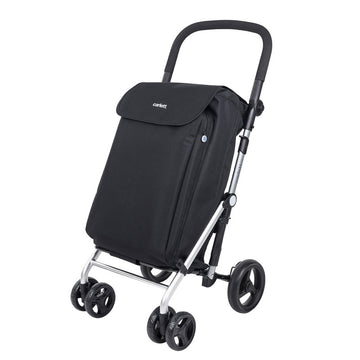 Einkaufstrolley klappbar mit Kühltasche 58 L – Einkaufswagen bis 25 kg belastbar | Faltbarer Shopping Trolley schwarz