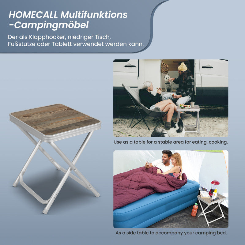 HOMECALL Campinghocker klappbar mit Tischplatte – Aluminium Falthocker 2in1  | B-Ware Sonderposten