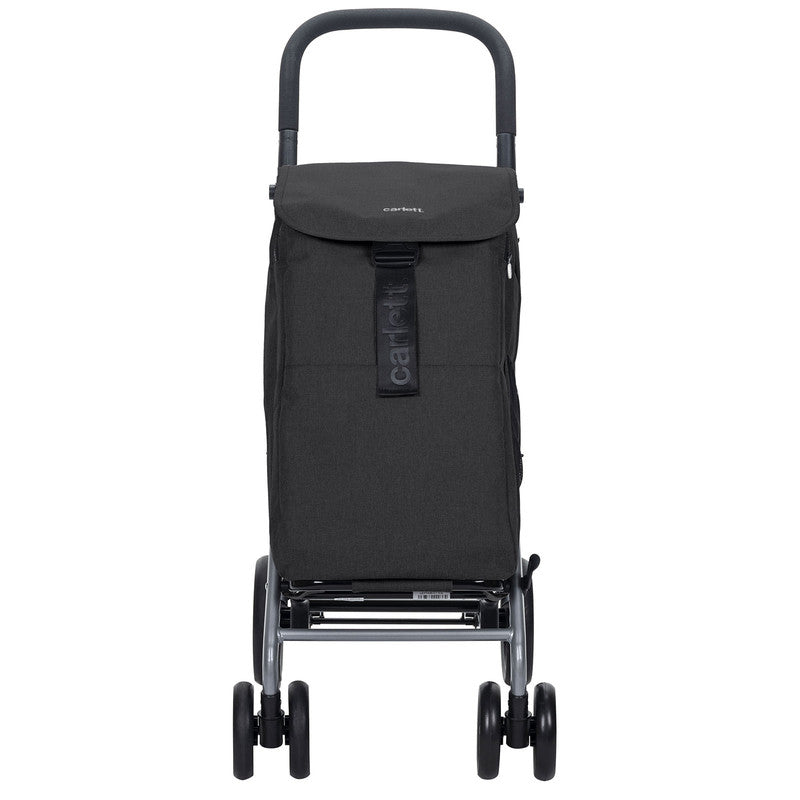 Carlett Einkaufstrolley klappbar 53 L + 10 L Kühltasche – 4-Rad Einkaufswagen bis 25 kg belastbar schwarz | B-Ware Sonderposten