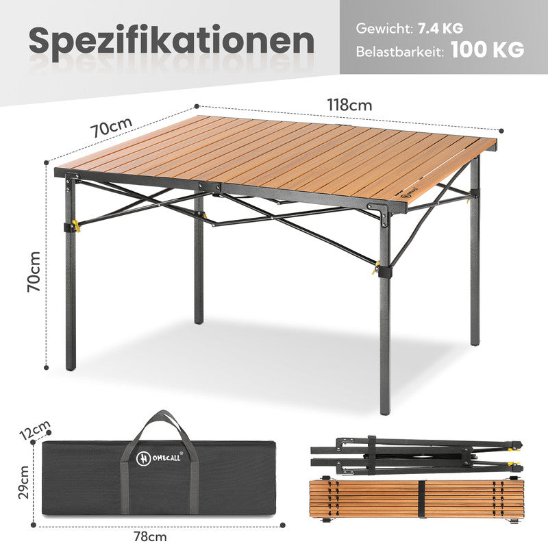 HOMECALL Campingtisch klappbar – Aluminium Gartentisch für 4–6 Personen bis 100 kg belastbar | B-Ware Sonderposten